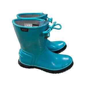 BOGS Urban Farmer lace-up teal rain boots size 8